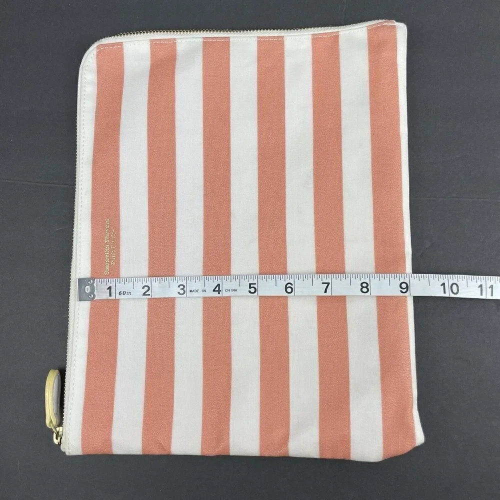 Samantha Thavasa Petit Choice Clutch Peach White Striped Canvas‎ Polyester
